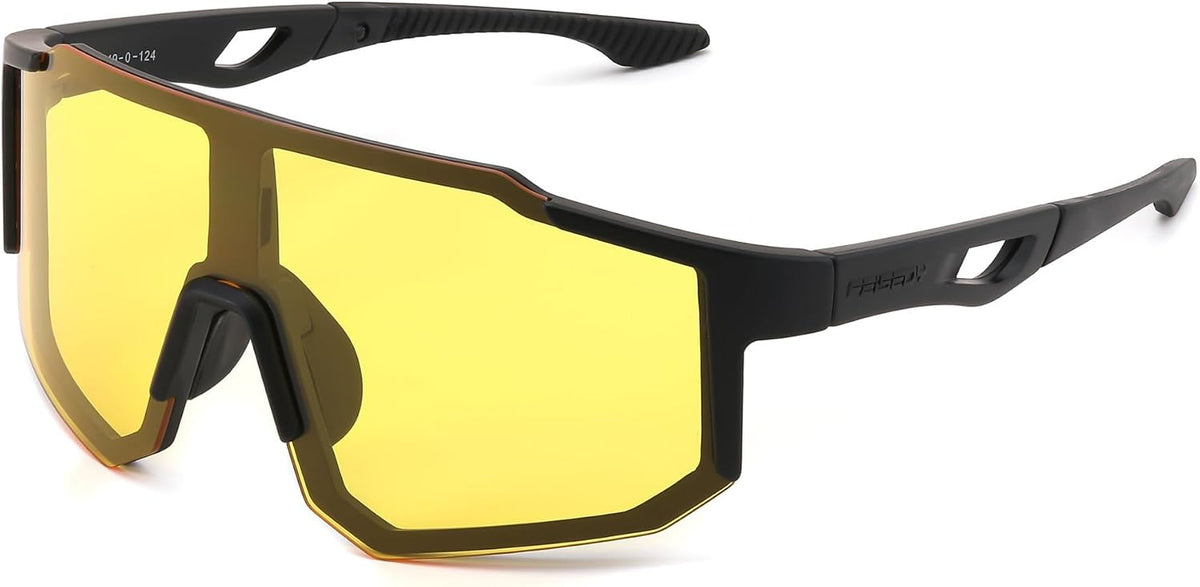 013-black Yellow / 75mm | B0DTYGNGR8 | FEISEDY Sports Sunglasses for Men, Women and Teens - Baseball, Biking, Cycling UV400 Protection B2388