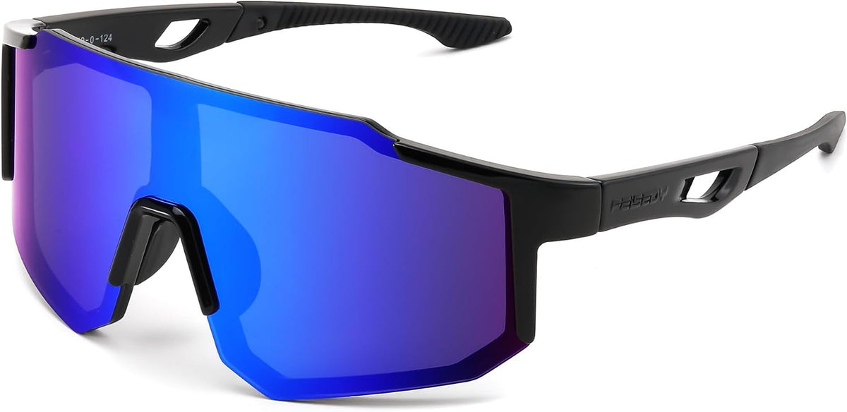010 Black Deep Blue / 75mm | B0DTY2YRNQ | FEISEDY Sports Sunglasses for Men, Women and Teens - Baseball, Biking, Cycling UV400 Protection B2388