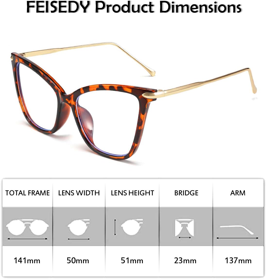 ÉÌƷͼƬ 21 | B07KK3P4KT | FEISEDY Oversized Cat Eye Glasses Frame with Clear Lenses Eyewear for Women B2460