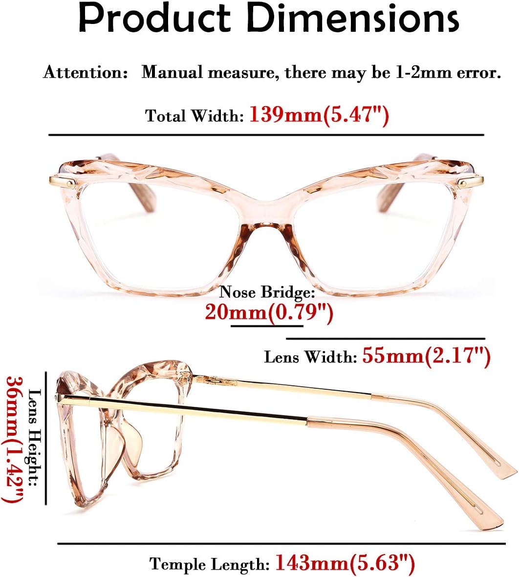 ÉÌƷͼƬ 7 | B088WVS65H | FEISEDY Crystal Cat Eye Reading Glasses Blue Light Blocking Reader Anti Eyestrain Glasses B2596 Champagne 1.75x