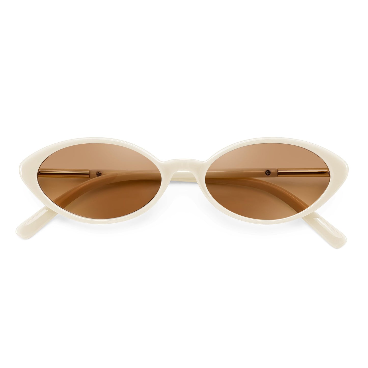FEISEDY Oval Cat Eye Sunglasses for Women, 90s Narrow Y2K Shades B0435 | Retro Vintage Chic Cute Style, Lightweight Comfortab