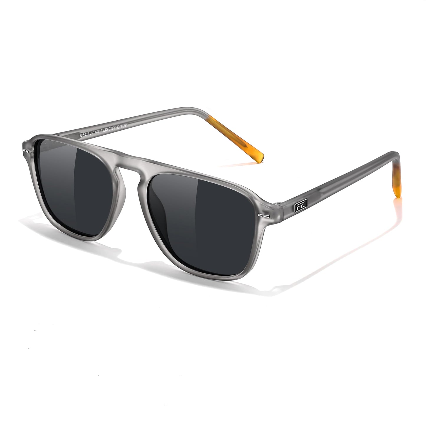 FEISEDY Polarized Aviator Mens Sunglasses Square Modern Women Vintage Style Acetate Frame UV400 B0191