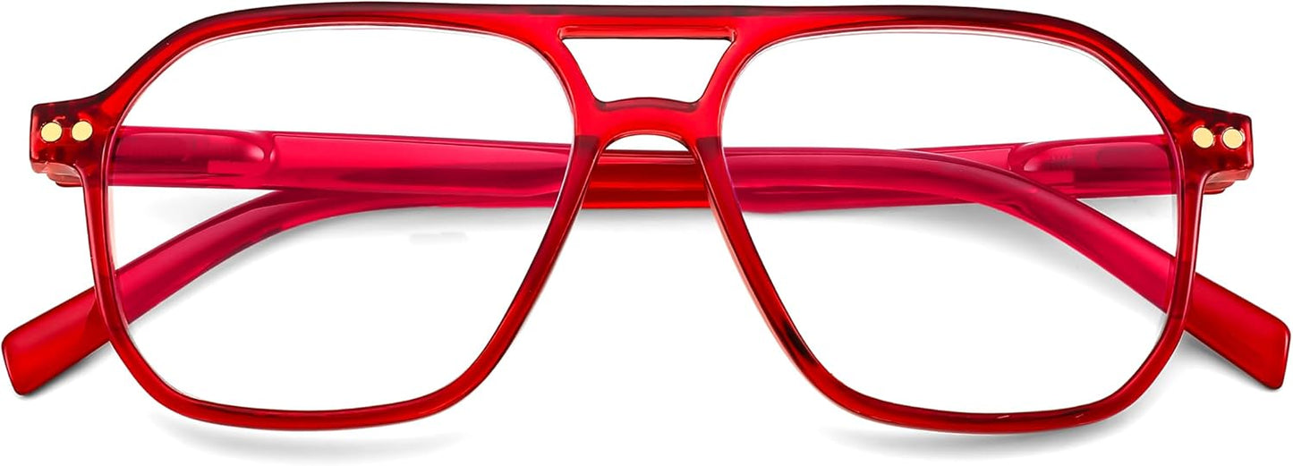 商品图片 32 | B0CNCZF5FL | FEISEDY Retro Aviator Reading Glasses Square Readers for Women Men B0068 | Spring Hinge, Blue Light Reading Glasses,Stylish reading glasses for men