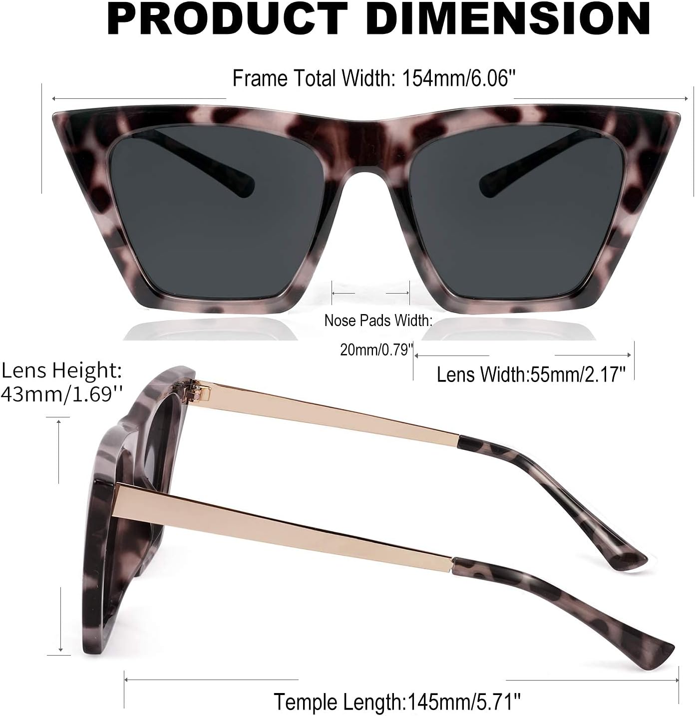 商品图片 31 | B08R8QL6DQ | FEISEDY Vintage Polarized Square Cat Eye Sunglasses Women Trendy Fashion Cateye Polarized Sunglasses B2692
