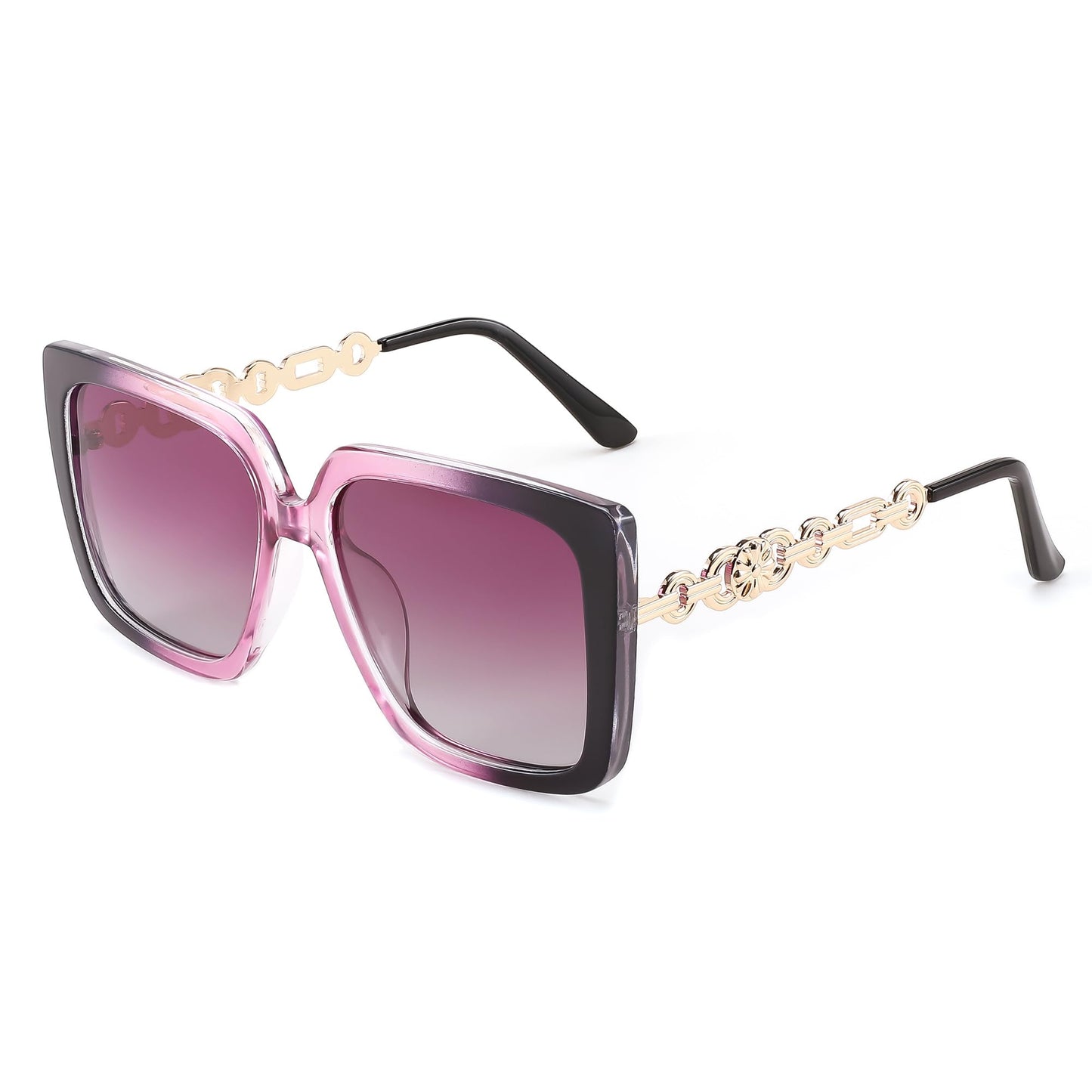 FEISEDY Sunglasses Womens Trendy, Oversized Square Shades, Pearl Inlay Cat Eye Frame UV400 Protection B2625