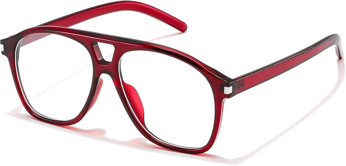 商品图片 20 | B0HCMPWV5X | FEISEDY Oversized Aviator Fashion Glasses for Women Men, Tortoise Trendy Eyeglasses, Retro Eyewear Frame for Daily Wear B0426