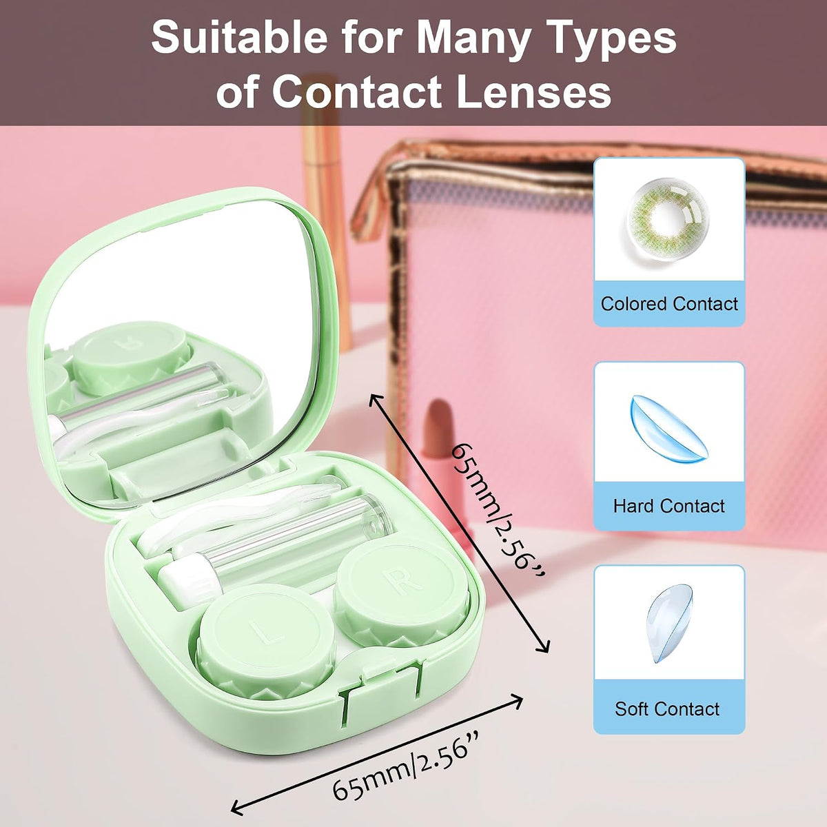 商品图片 4 | B0CND2TZC4 | FEISEDY Portable Cute Contact Lens Case Remover Tool With Mirror Tweezers Kit for Women and Girl B0081