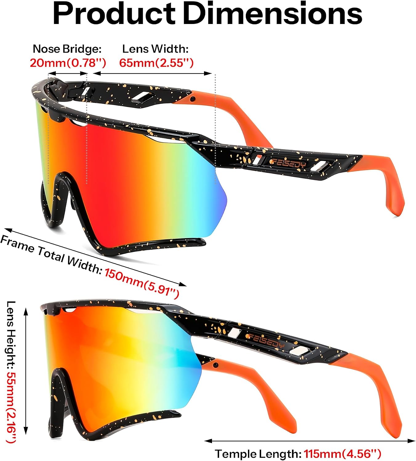 商品图片 36 | B0FL29WPXL | FEISEDY Sports Sunglasses for Men Women Youth Baseball Cycling Running Softball Biking Glasses B0305