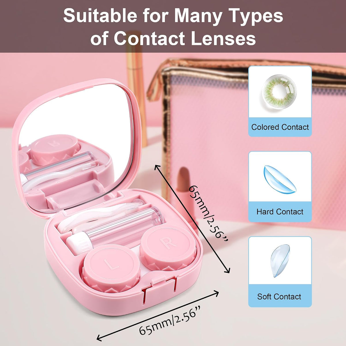 商品图片 26 | B0CND2TZC4 | FEISEDY Portable Cute Contact Lens Case Remover Tool With Mirror Tweezers Kit for Women and Girl B0081