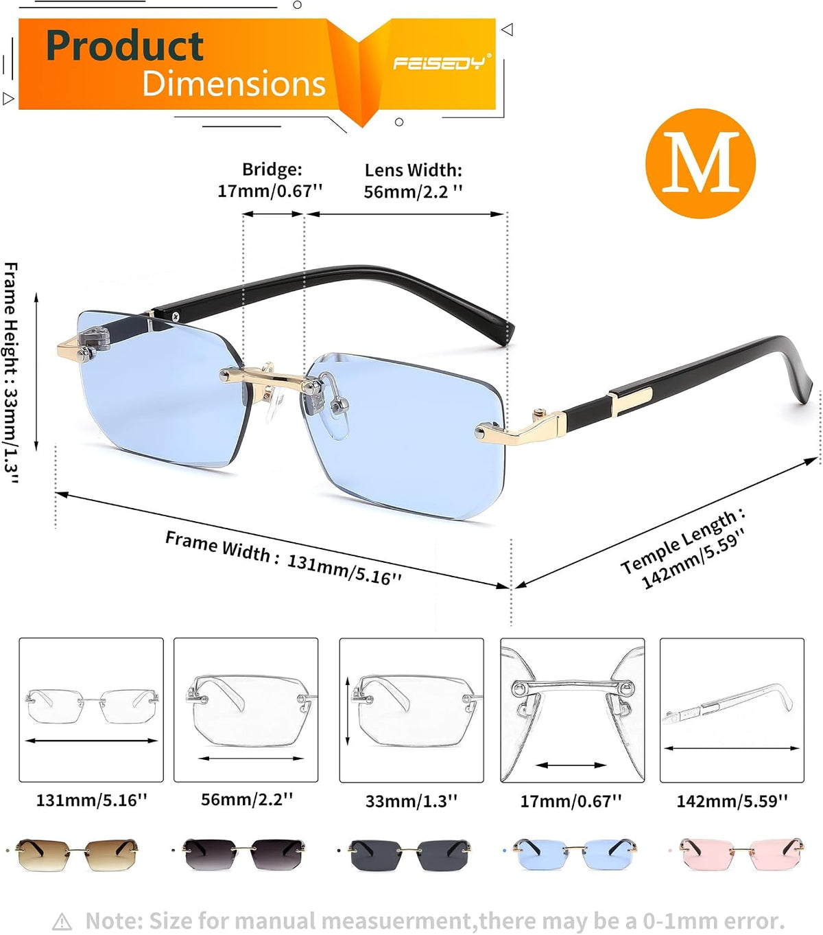 ÉÌƷͼƬ 68 | B0CY2Q4VW1 | FEISEDY Rimless Sunglasses Y2K Retro Small Narrow Rectangle Shades B2643