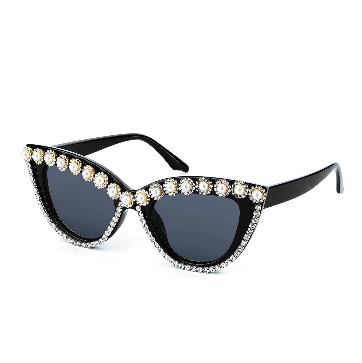 FEISEDY Oversized Women Cat Eye Rhinestone Sunglasses Costume Party B2360 | Jeweled Diamond Cat Eye Sunglasses; Women Party C