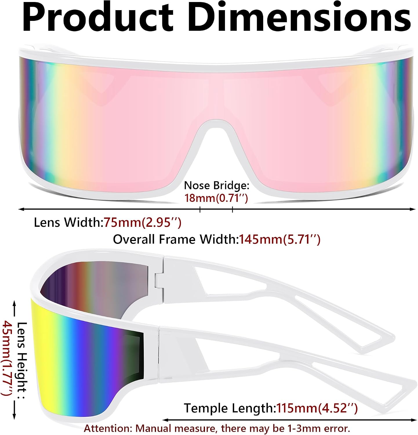 商品图片 39 | B0D3PKKSD9 | FEISEDY Trendy Futuristic Wrap Sunglasses Flat Top Mirrored One Piece Lens Reflective Sun Glasses for Women Men B0161