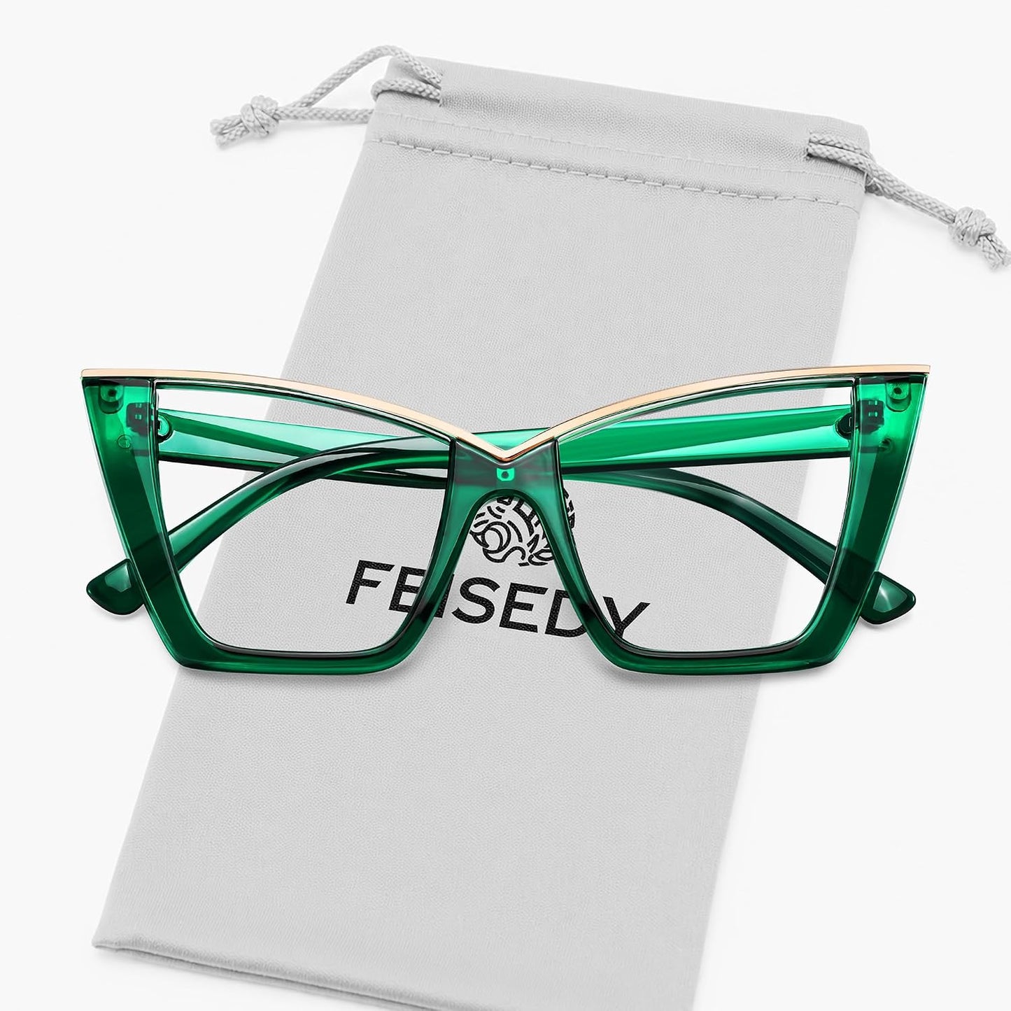 商品图片 67 | B0DGX4KTLX | FEISEDY Fashion Cat Eye Blue Light Blocking Glasses for Women Fake Retro Eyeglasses Oversized Stylish Eyewear Frame B0240