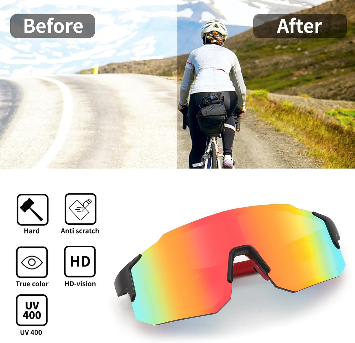 ÉÌƷͼƬ 33 | B0DTYL7JBV | FEISEDY Sports Sunglasses for Men, Women and Teens - Baseball, Biking, Cycling UV400 Protection B2388