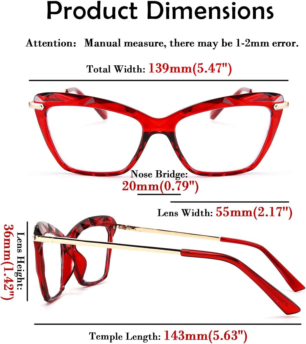 ÉÌƷͼƬ 40 | B088WVS65H | FEISEDY Crystal Cat Eye Reading Glasses Blue Light Blocking Reader Anti Eyestrain Glasses B2596 Champagne 1.75x