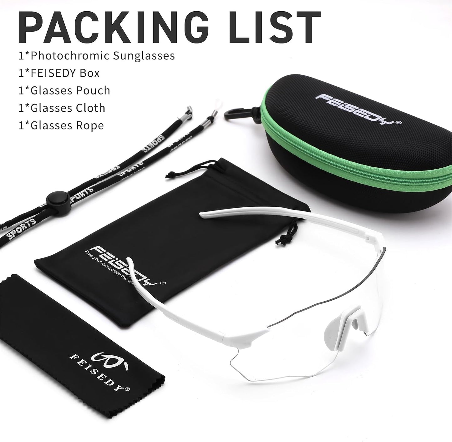 商品图片 33 | B0FHNVLT2X | FEISEDY Photochromic Cycling Glasses for Men Women Mountain Bike Sports Sunglasses UV Protection B0310
