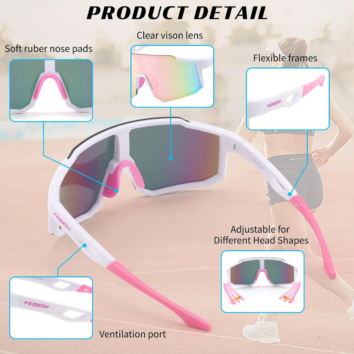 ÉÌƷͼƬ 5 | B0DTYL7JBV | FEISEDY Sports Sunglasses for Men, Women and Teens - Baseball, Biking, Cycling UV400 Protection B2388