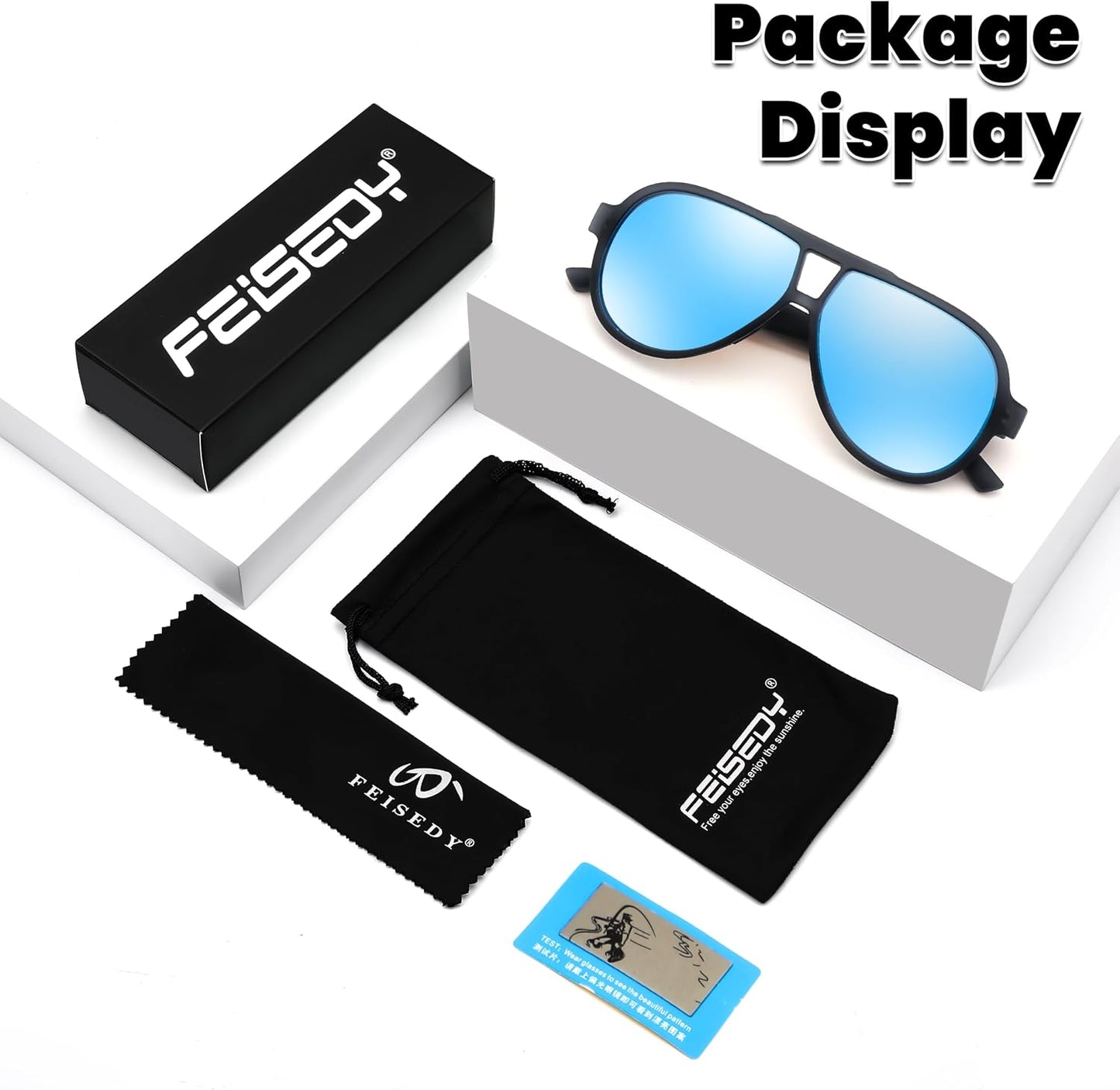 商品图片 25 | B0D425WLDN | FEISEDY Polarized Sunglasses, TAC HD Lens, TR-90 Frame Lightweight, Retro Sunglasses for Women Men UV400 Protection B0171