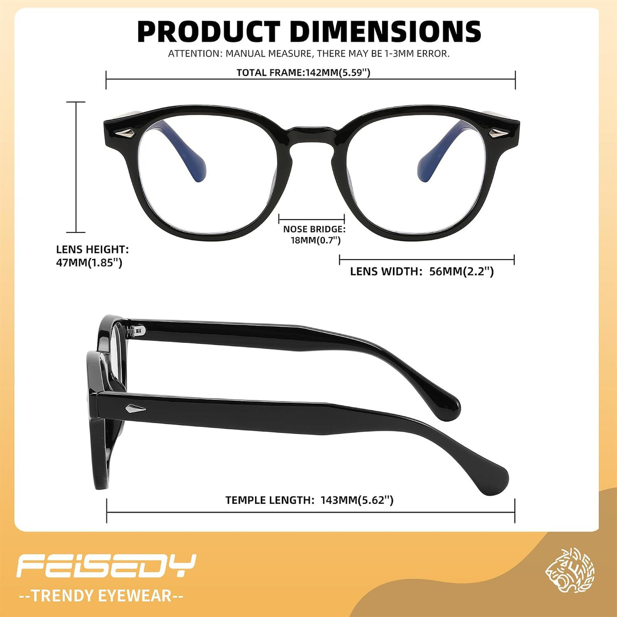 商品图片 5 | B0BRZ8QG4K | FEISEDY Retro Vintage Round Blue Light Blocking Glasses Classic Eyewear Frame for Women Men B2349