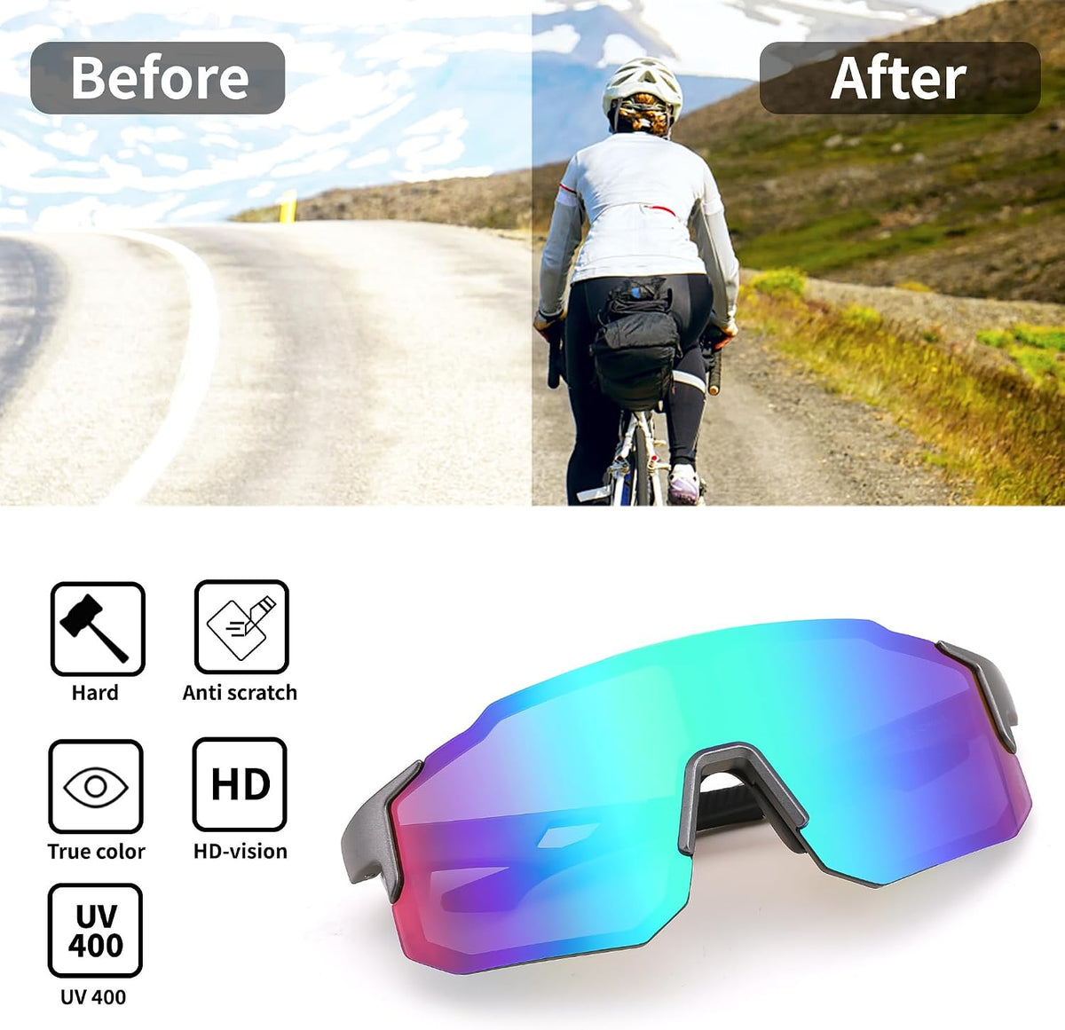 ÉÌƷͼƬ 62 | B0DTYL7JBV | FEISEDY Sports Sunglasses for Men, Women and Teens - Baseball, Biking, Cycling UV400 Protection B2388