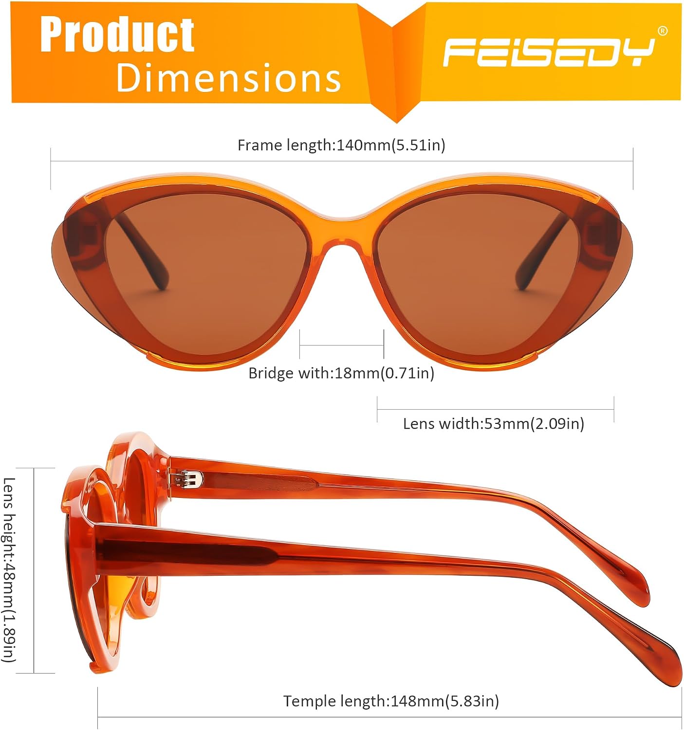 商品图片 32 | B0D6YJVTMS | FEISEDY Retro Polarized Cat Eye Sunglasses Women Trendy Mirrored Classic Designer Sunglasses UV Protection B0197