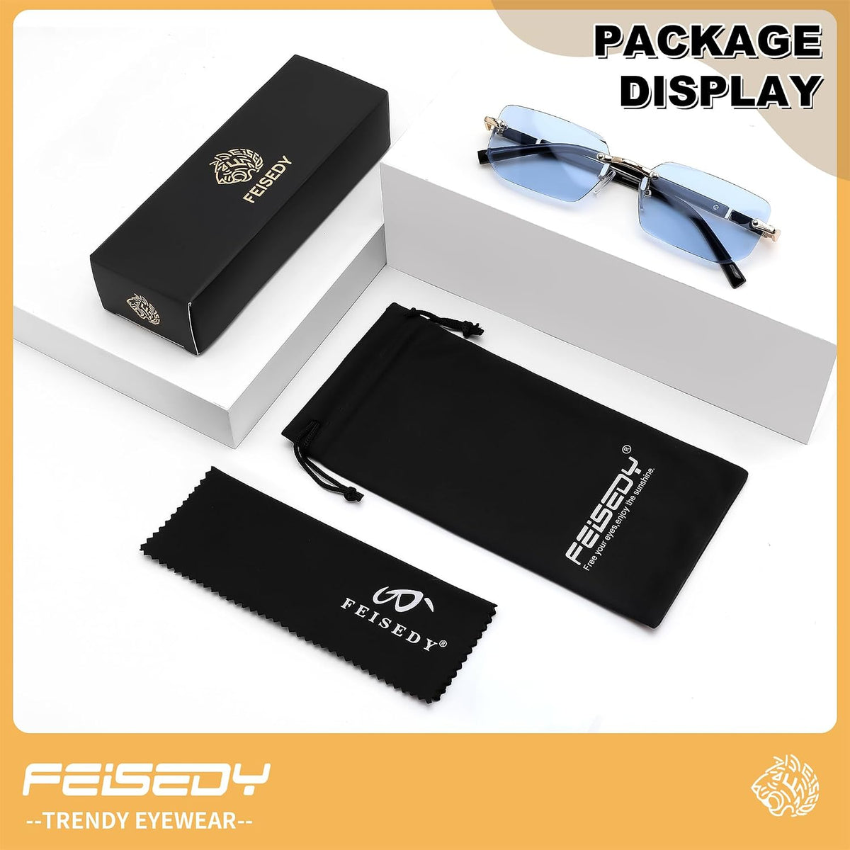 ÉÌƷͼƬ 69 | B0CY2Q4VW1 | FEISEDY Rimless Sunglasses Y2K Retro Small Narrow Rectangle Shades B2643