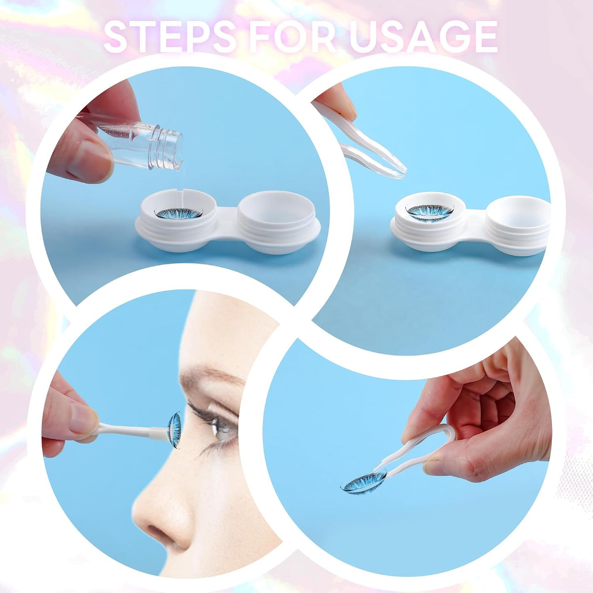 商品图片 5 | B0CHS2VZ6L | FEISEDY Contact Lens Case, Fashion Portable Contacts Lens Box with Mirror Tweezers Remover Tool Solution Bottle for Travel B0072