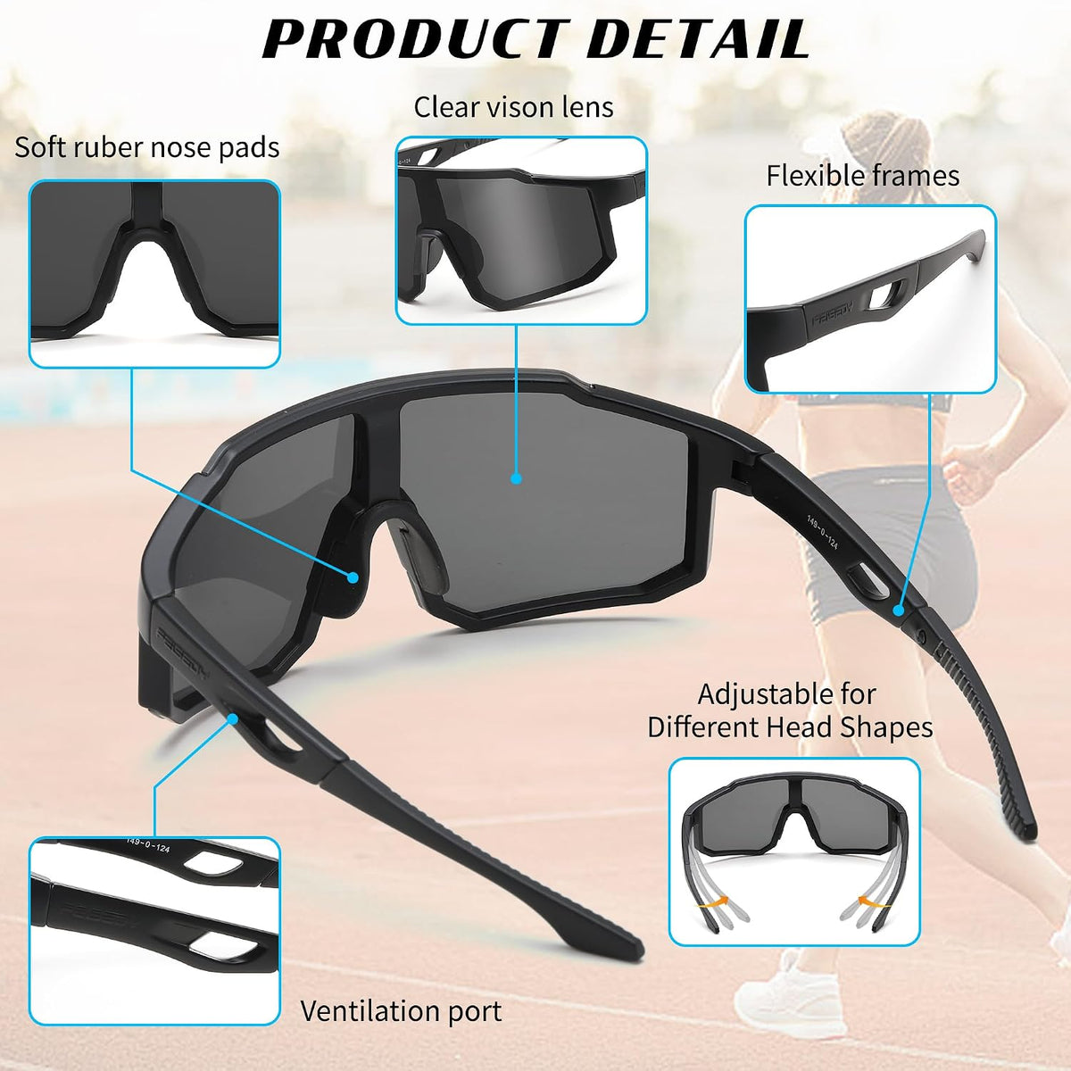 ÉÌƷͼƬ 47 | B0DTYL7JBV | FEISEDY Sports Sunglasses for Men, Women and Teens - Baseball, Biking, Cycling UV400 Protection B2388