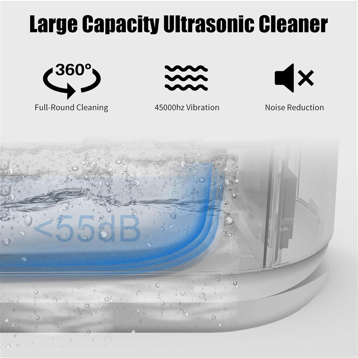 商品图片 2 | B0CRKS8WBB | Ultrasonic Jewelry Cleaner Machine 22OZ Glasses Cleaner, Household 48Khz Sonic Cleaner with 2 Timer Modes, for Glasses, Rings, Watch, Jewelry, Silver