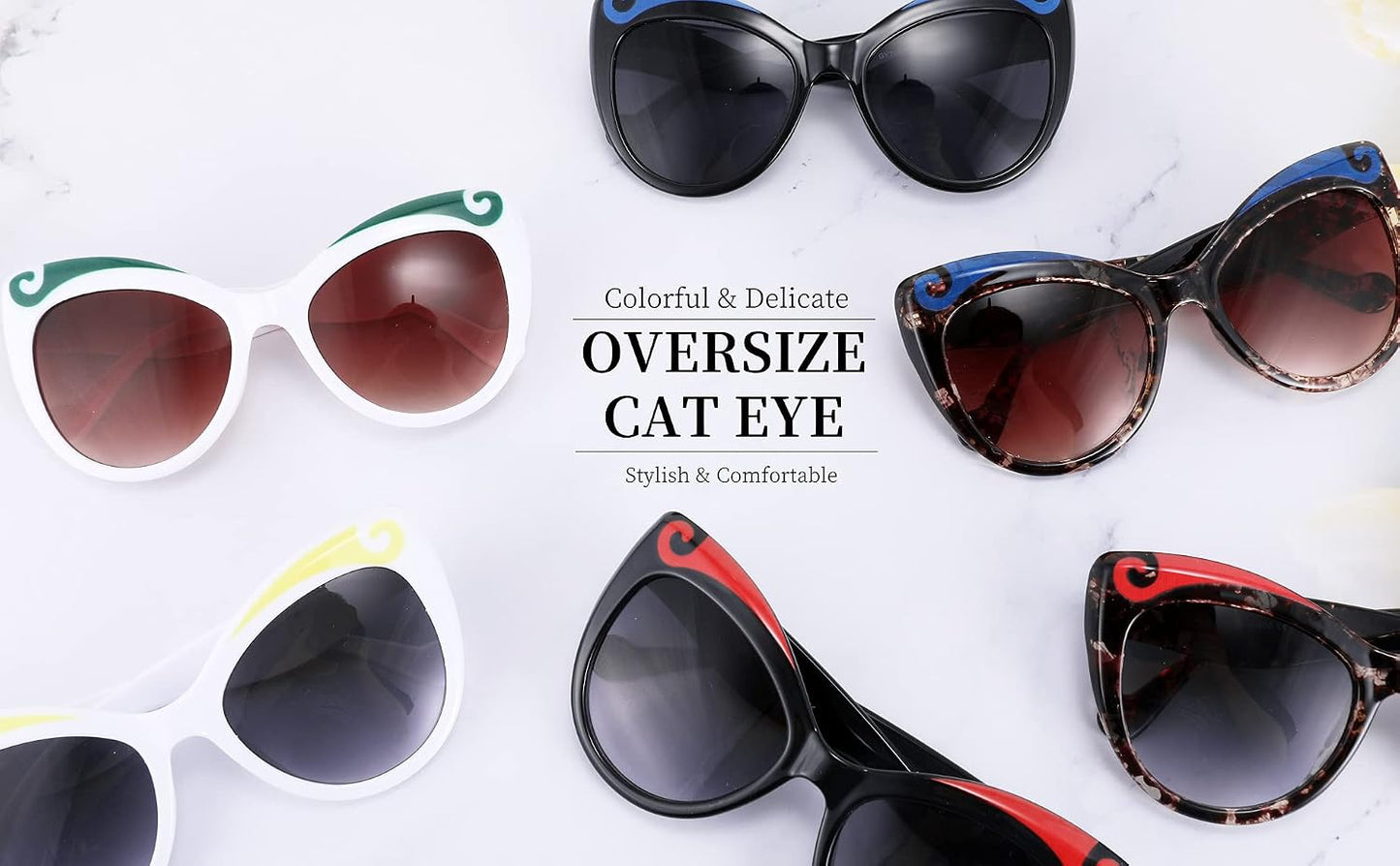 商品图片 7 | B095BQGNXV | FEISEDY Retro Funny Cateye Sunglasses Oversized Beard Design Personality Fashion Sun Glasses for Women Men B2769