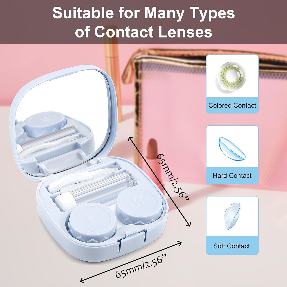 商品图片 18 | B0CND2TZC4 | FEISEDY Portable Cute Contact Lens Case Remover Tool With Mirror Tweezers Kit for Women and Girl B0081