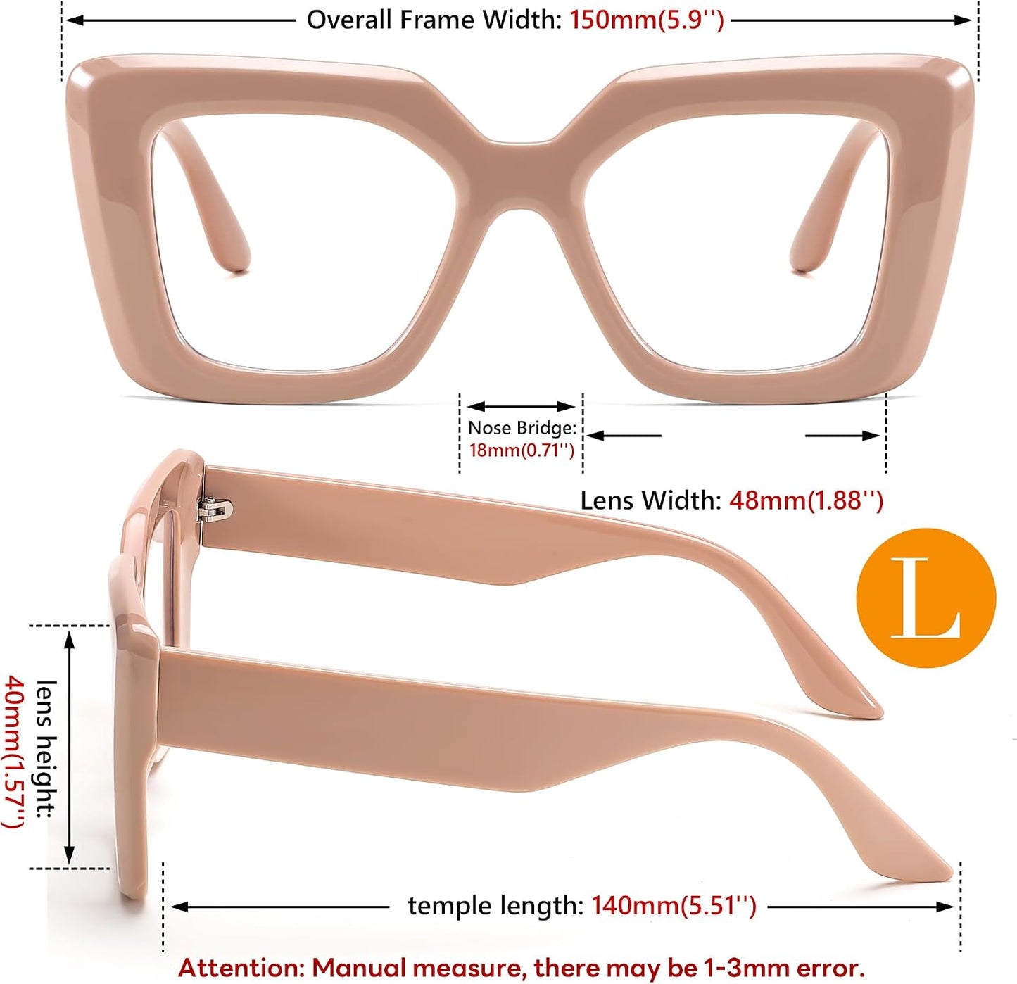 商品图片 23 | B0CSS4158B | FEISEDY Oversized Square Blue Light Blocking Glasses for Women Men Fashion Computer Glasses Reduce Eye Strain B0111