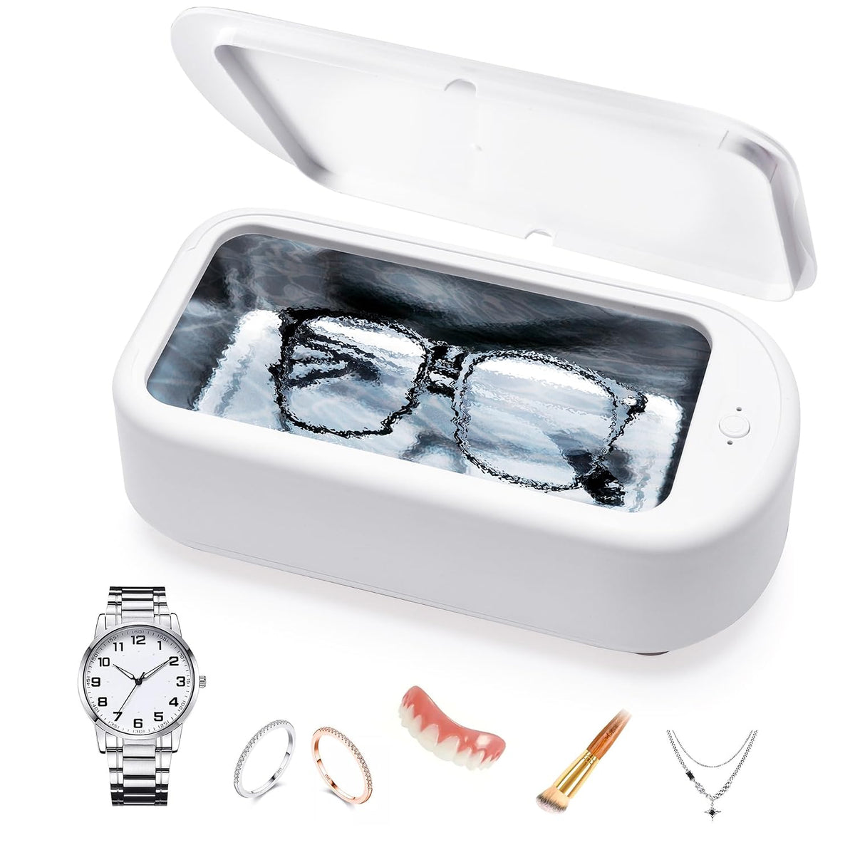 Default Title | B0CRKS8WBB | Ultrasonic Jewelry Cleaner Machine 22OZ Glasses Cleaner, Household 48Khz Sonic Cleaner with 2 Timer Modes, for Glasses, Rings, Watch, Jewelry, Silver