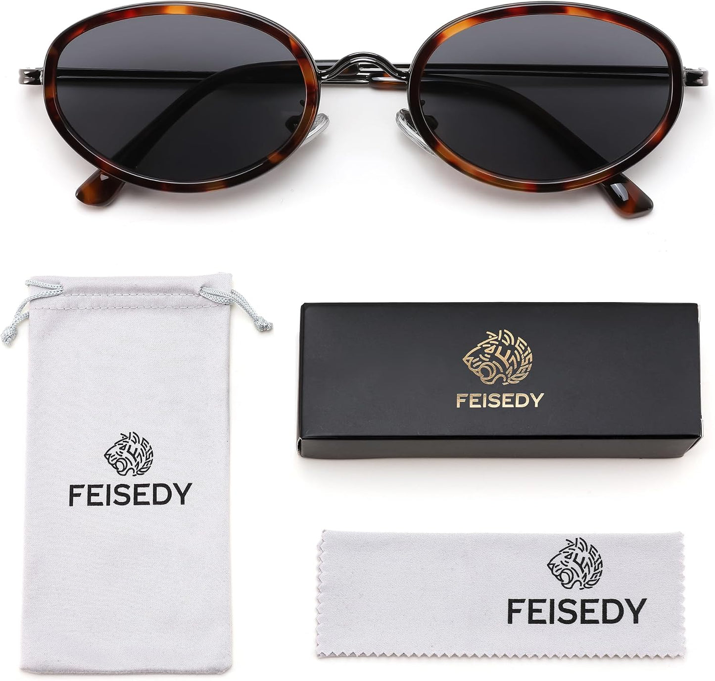 商品图片 42 | B0H2XM1HNJ | FEISEDY 90s Retro Oval Cat Eye Sunglasses UV400 Small Face B0450