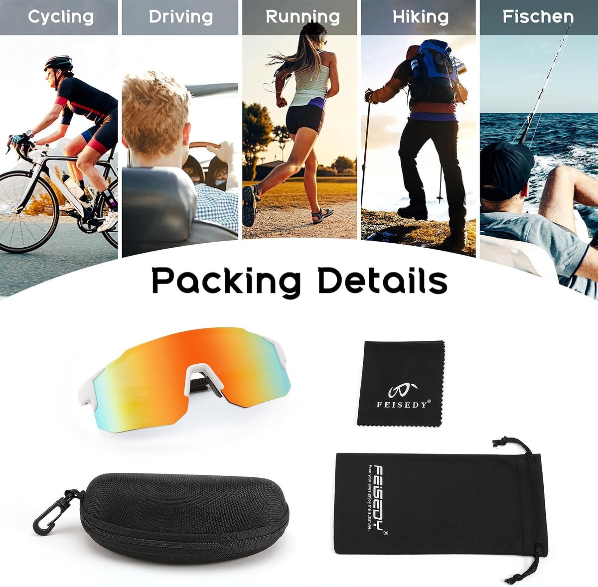ÉÌƷͼƬ 71 | B0DTYL7JBV | FEISEDY Sports Sunglasses for Men, Women and Teens - Baseball, Biking, Cycling UV400 Protection B2388