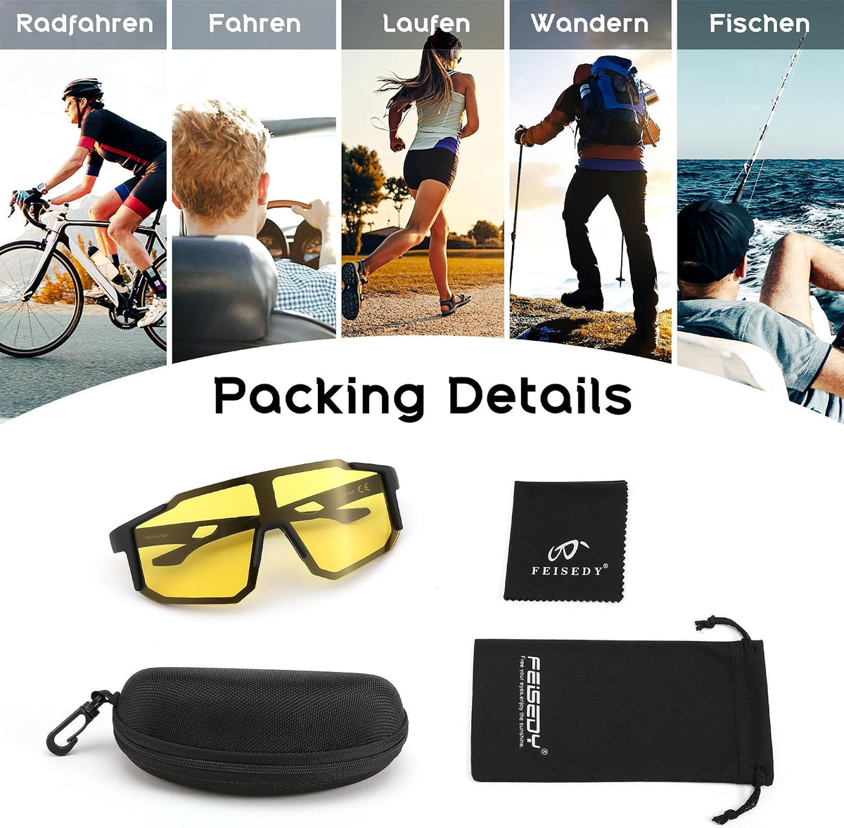 ÉÌƷͼƬ 11 | B0DTYL7JBV | FEISEDY Sports Sunglasses for Men, Women and Teens - Baseball, Biking, Cycling UV400 Protection B2388