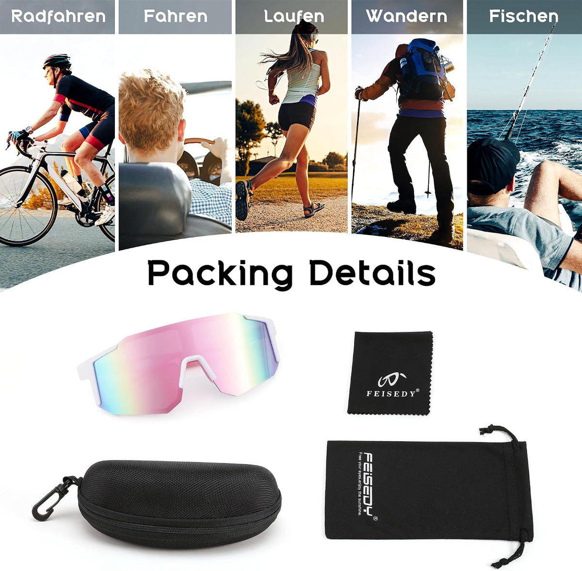 ÉÌƷͼƬ 6 | B0DTYL7JBV | FEISEDY Sports Sunglasses for Men, Women and Teens - Baseball, Biking, Cycling UV400 Protection B2388