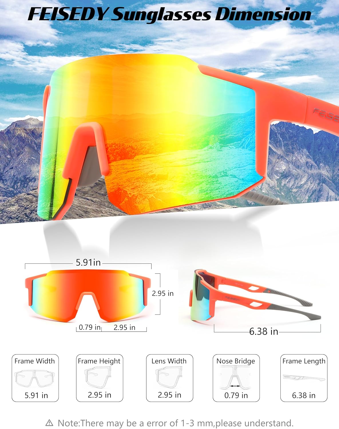ÉÌƷͼƬ 79 | B0DTYL7JBV | FEISEDY Sports Sunglasses for Men, Women and Teens - Baseball, Biking, Cycling UV400 Protection B2388