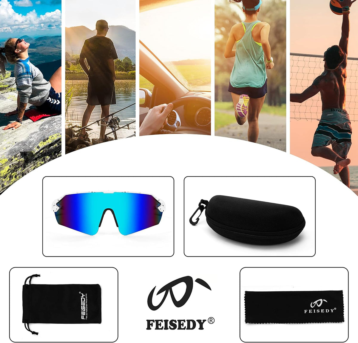 ÉÌƷͼƬ 35 | B0BQLPB8JV | FEISEDY Sports Sunglasses for Men and Women, UV400 Protection Outdoor Cycling Driving Fishing Glasses B2987