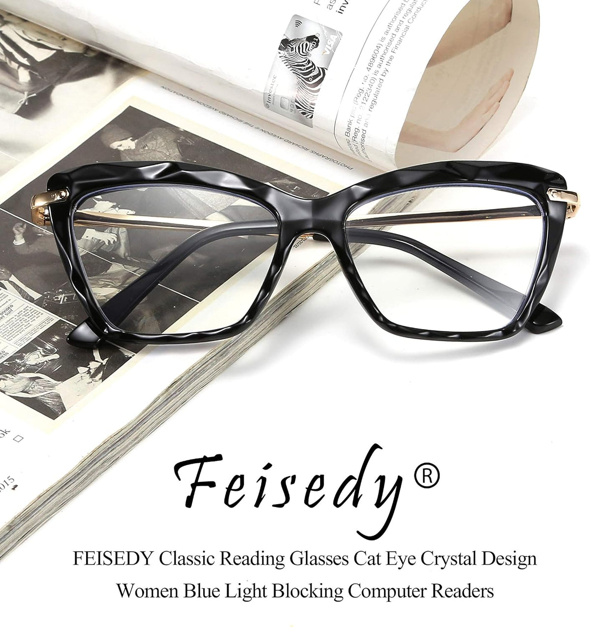 ÉÌƷͼƬ 31 | B088WVS65H | FEISEDY Crystal Cat Eye Reading Glasses Blue Light Blocking Reader Anti Eyestrain Glasses B2596 Champagne 1.75x