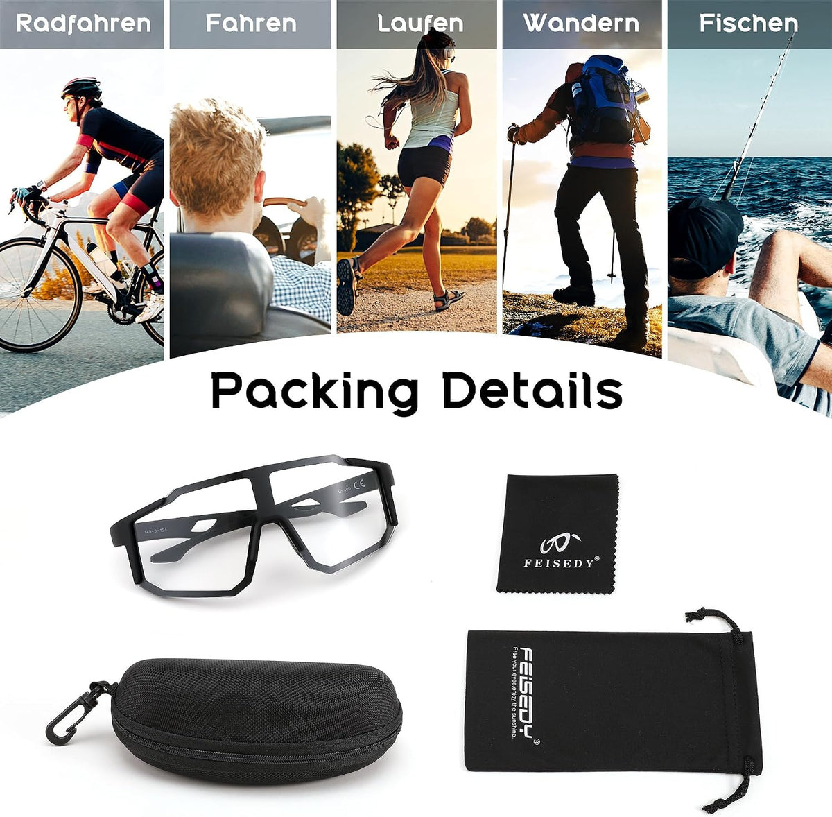 ÉÌƷͼƬ 56 | B0DTYL7JBV | FEISEDY Sports Sunglasses for Men, Women and Teens - Baseball, Biking, Cycling UV400 Protection B2388