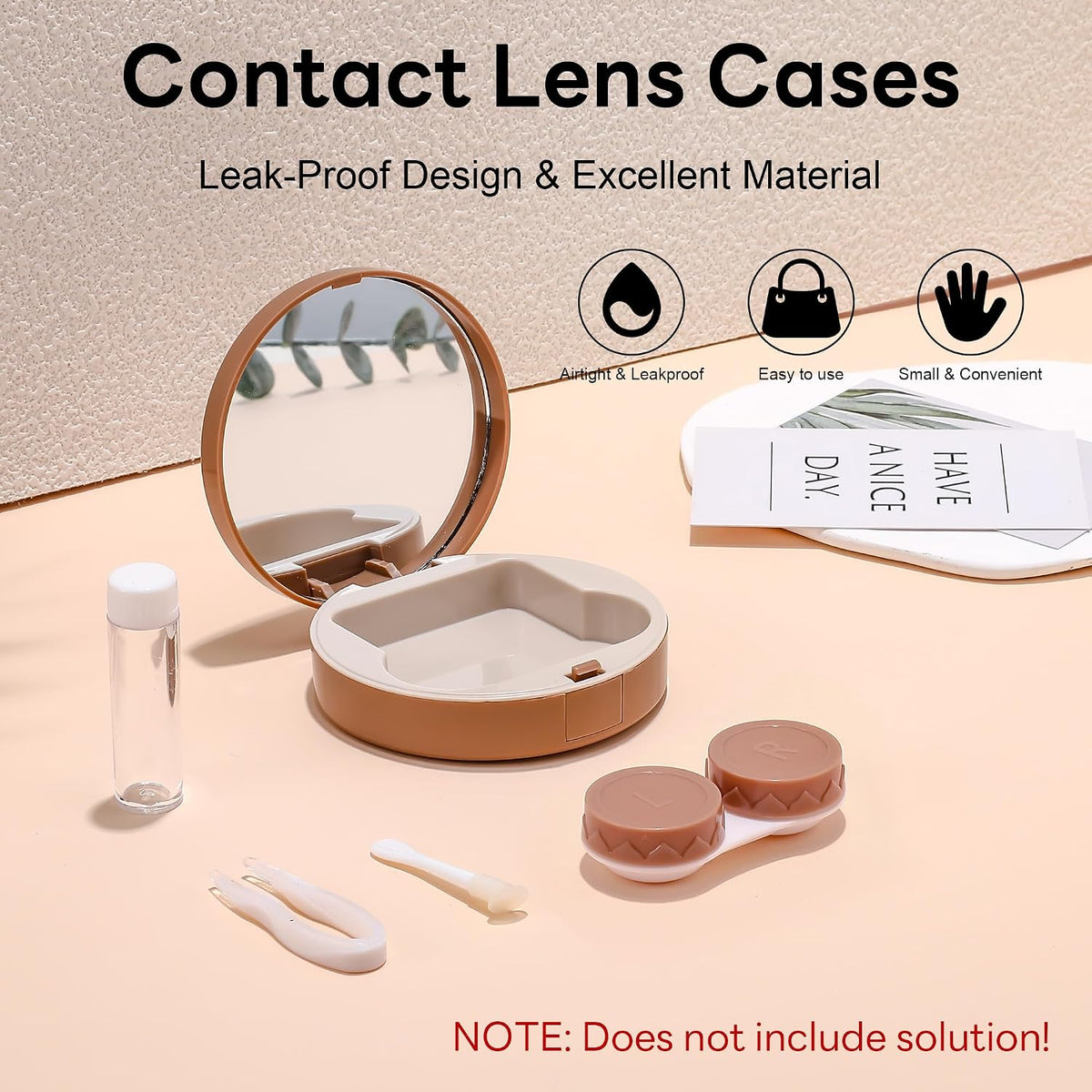 商品图片 3 | B0CHS2VZ6L | FEISEDY Contact Lens Case, Fashion Portable Contacts Lens Box with Mirror Tweezers Remover Tool Solution Bottle for Travel B0072