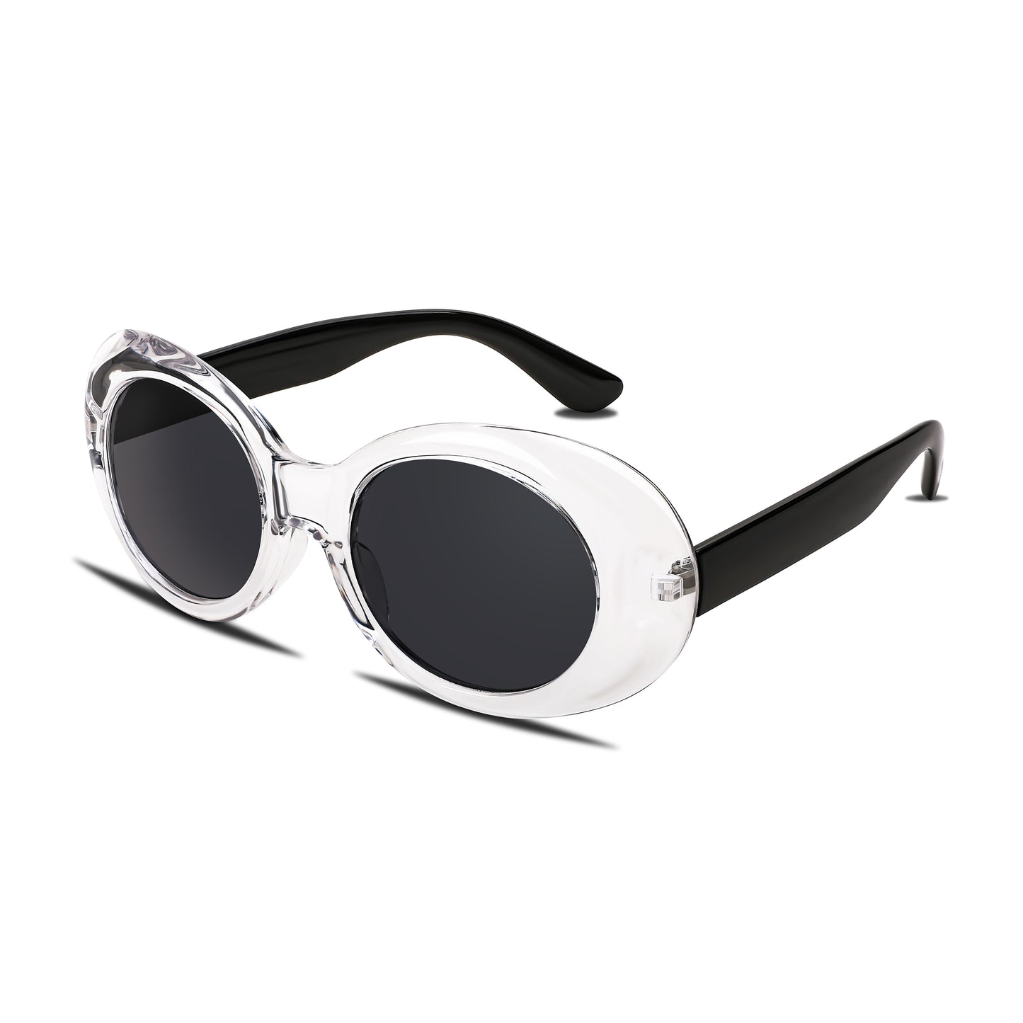 FEISEDY Sunglasses White Oval Clout Goggles for Women Men Retro Round Trendy Rimmed Clueless Costume Frame B2253