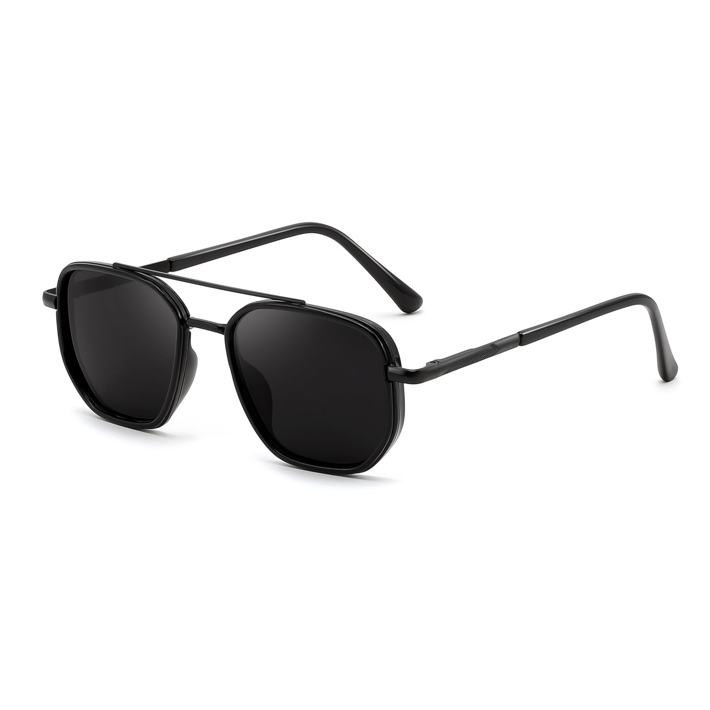 FEISEDY Polarized Aviator Sunglasses for Men Square Retro Metal Frame UV 400 Protection Polygon TAC Lens Driving Outdoor B0329