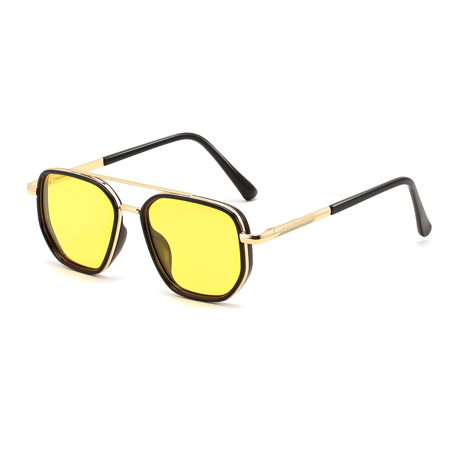 FEISEDY Polarized Aviator Sunglasses for Men Square Retro Metal Frame UV 400 Protection Polygon TAC Lens Driving Outdoor B0329