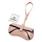 FEISEDY Soft Crocodile Textured Leather Sunglass Bag, Portable Glasses Pouch With Button Clip Wrist Strap B0366