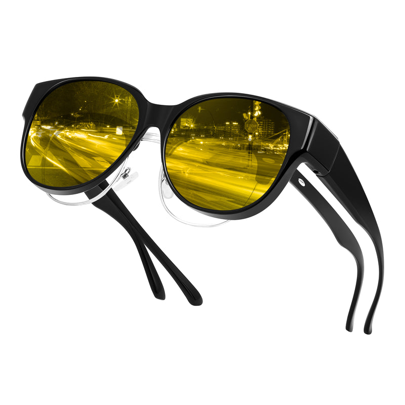 FEISEDY Night Vision Driving Glasses Polarized Fit Over Eyewear for Women B0331