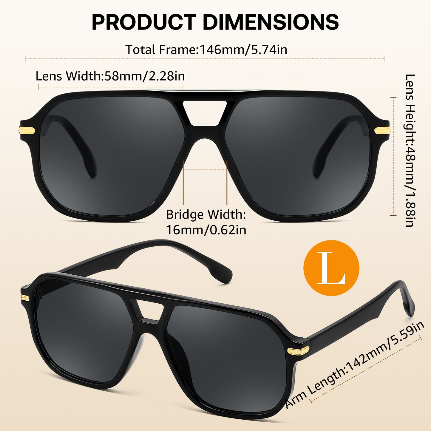 FEISEDY Women Men Aviator Sunglasses UV400 Protection, Retro Trendy Square Frame for Driving Fishing Outdoor Daily B0425