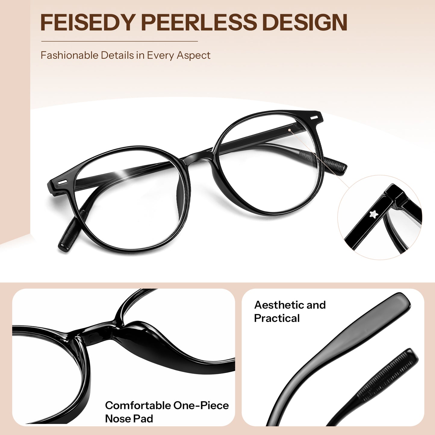 FEISEDY Photochromic Blue Light Blocking Glasses Fashion Women Men, Clear Indoors & Tinted Outdoors B1238