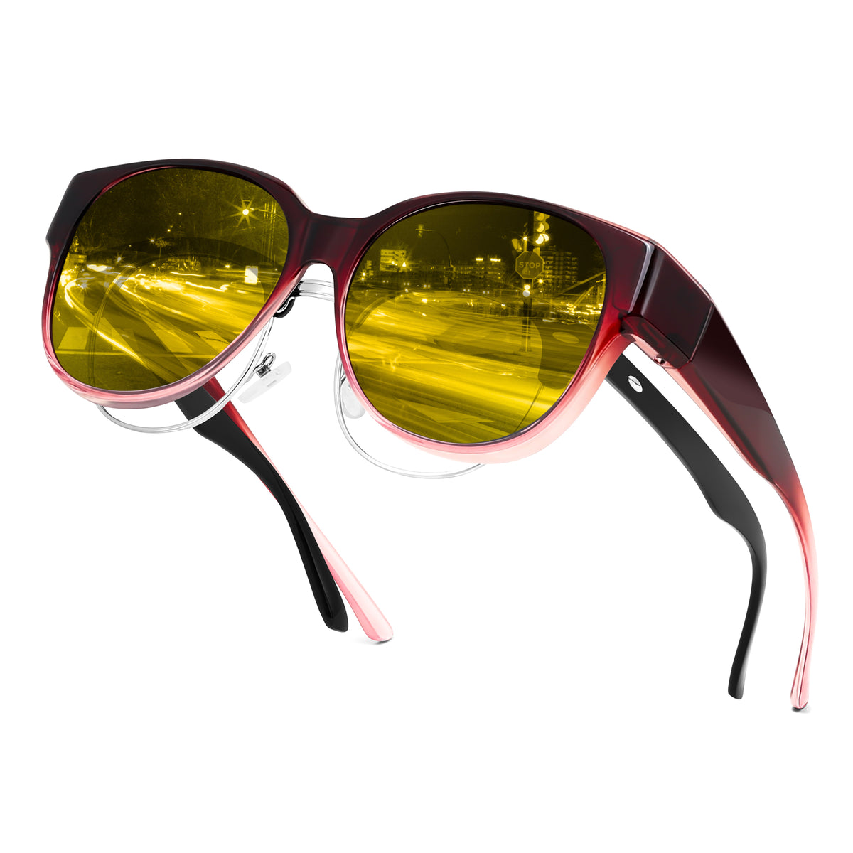 FEISEDY Night Vision Driving Glasses Polarized Fit Over Eyewear for Women B0331